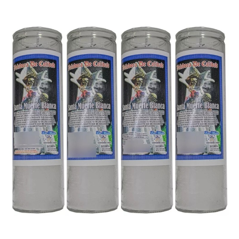 CEB 4 Veladoras Esotéricas Santa Muerte Blanca