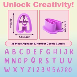 Fondant Letter Cutters, 40 Pcs Letter Cookie Cutters, Alphabet Cookie Cutters, Number Cookie Cutters, Stamp Tool Set Letter Cookie Cutters Tools for Sugarcraft, Gumpaste, Birthday Party(Large)