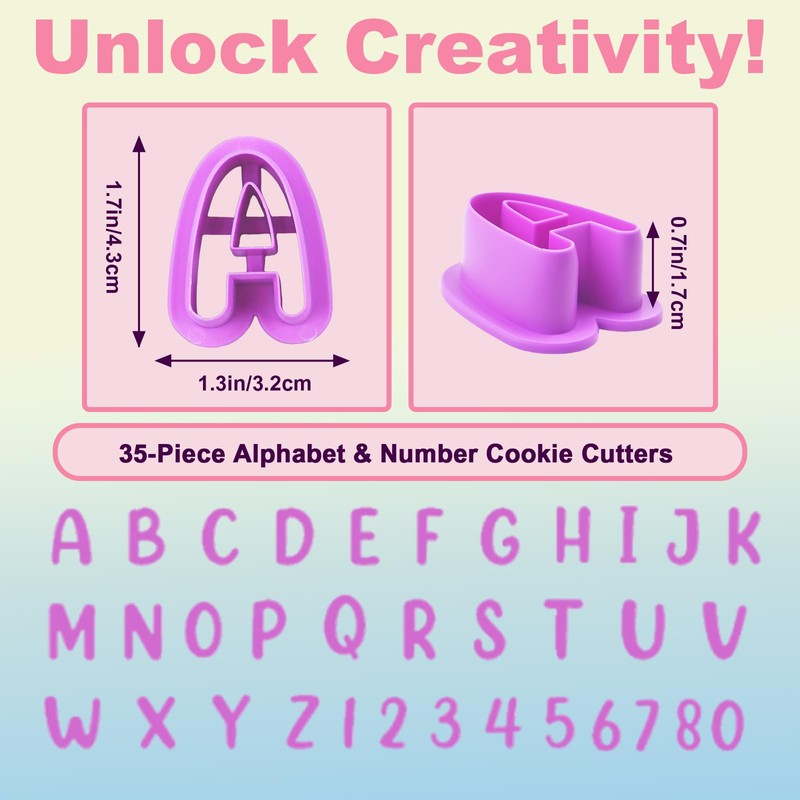 Fondant Letter Cutters, 40 Pcs Letter Cookie Cutters, Alphabet Cookie
