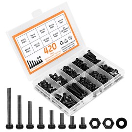 420pcs M3 Screw Kit, Premium M3 Bolts for 3D Printing, Hex Socket Head Cap Screw Assortment with Nuts and Washers, M3 x 6mm /8mm /10mm /12mm /16mm /20mm /25mm (Black)