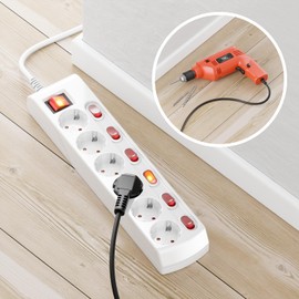 deleyCON deleyCON 6 Fach Steckdosenleiste Einzeln Schaltbar 3,0m Kabel (6X EIN/Aus Schalter und 1x Hauptschalter) Strom Stromleiste Mehrfachsteckdose mit Kindersicherung - Wei?