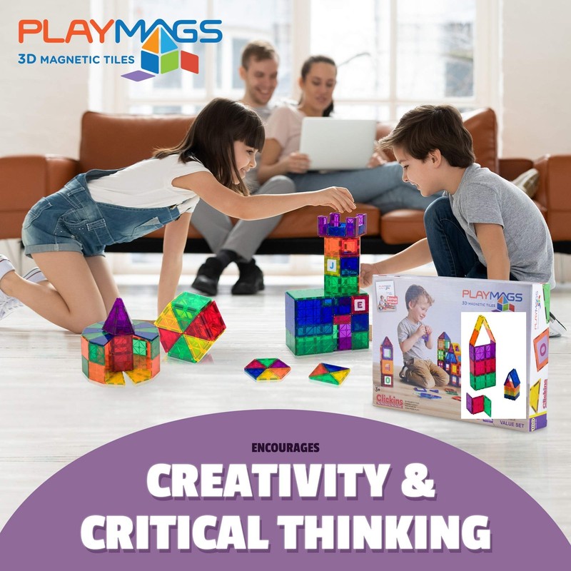 Playmags 36 Pcs Magnetic Tiles Building Set - Magnetic Tiles