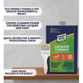 Klean Strip Paint Thinner - Klean Strip Green Lacquer Thinner for Tools & Equipment - Thinner Liquid for Lacquer & Epoxy - Medium Drying Rate, Leveling Thinner - Dependable for Pro's & DIY'ers 1qt