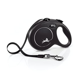Flexi New Classic Retractable Dog Leash, Tape, Black, Large/16’, For Dogs up to 110 lbs