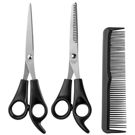 Mother's Day Gift 3Counts Hair Cutting Scissors Set Multi-Purpose Haircut Scissors Kit with Thinning Scissor Flat Scissor Comb Reusable Stainless Steel Scissors Set for Barber Salon Home