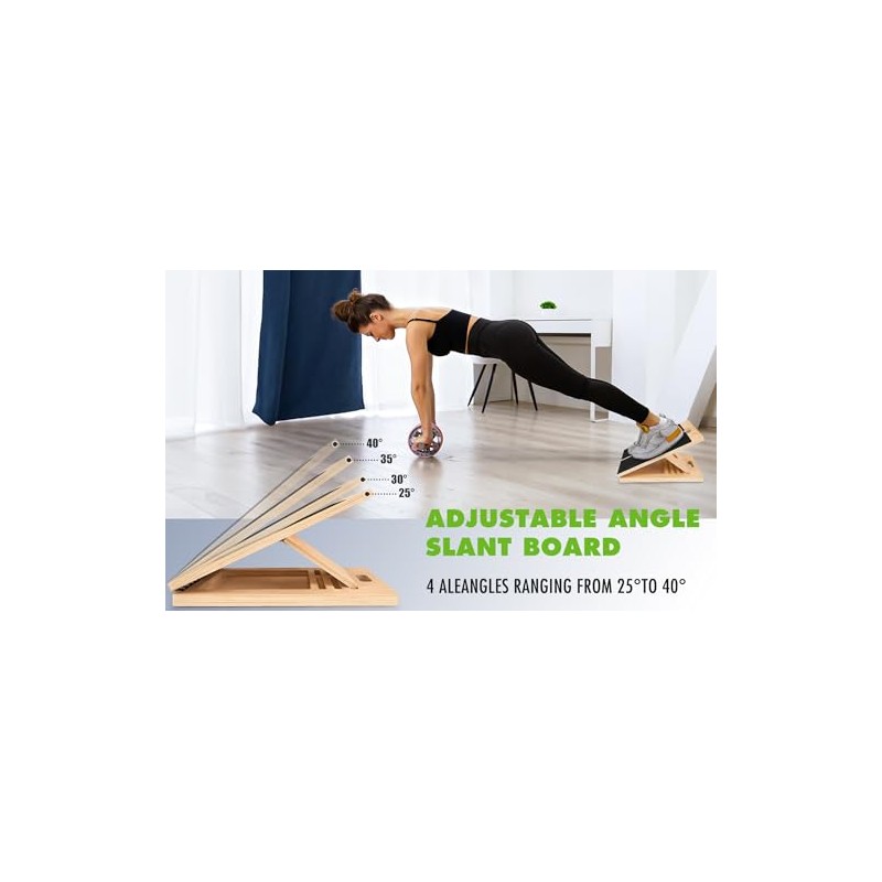 Slant Board for Calf Stretching, Professional Adjustable Portable Wooden Slant