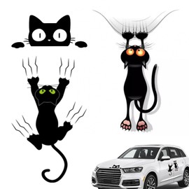 Lithyc Pack of 3 Car Stickers Cat Car Sticker Funny Cat Car Sticker Cartoon Animal Car Sticker Bicycle Cat Sticker Decal, Decorative Sticker for the Exterior of the Car