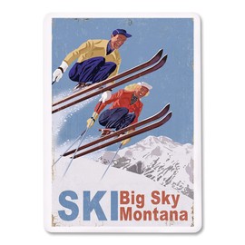 Lantern Press Big Sky Montana, Vintage Skiers (52 Playing Cards, Poker Size Card Deck with Jokers)
