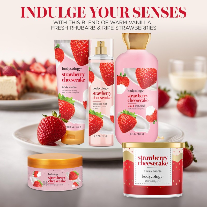 Bodycology Shea Butter Body Cream, Strawberry Cheesecake, 8 oz