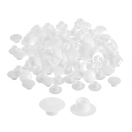 sourcing map 100Pcs Screw Hole Plugs, 6mm(1/4") Dia Plastic Snap in Shelf Button Flush Type Caps for Furniture Cabinet Cupboard, White