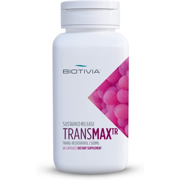 Biotivia - Transmax Time Release. 500mg of Trans-resveratrol + Polydatin for More Bio-Availability. High Potency. 100% Vegetarian. Premium Resveratrol Product. Physician's Choice. 60 Tablets.