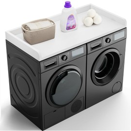 Washer Dryer Countertop, 27.5" Depth x 54" Width, Washer Dryer Wood Top for Laundry Room Organization, Melamine Countertop with Edge Rails