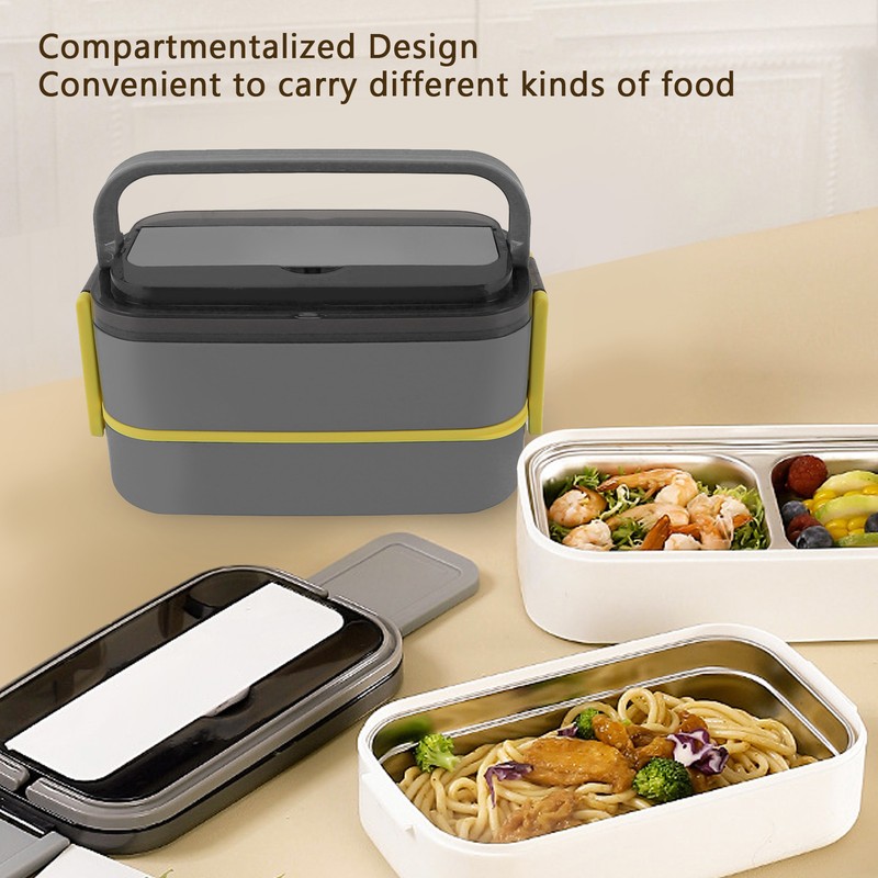 Lunch Box Double Layer Microwave Safe Leakage Proof Stainless Steel