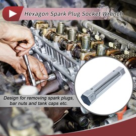 HEROFFIX 1 Pcs Spark Plug Socket Wrench Durable Spanner Socket Remover 205x49mm Silver Tone High Carbon Steel Hexagon 34mm,40mm for Car Motorcycle Lawn Mower