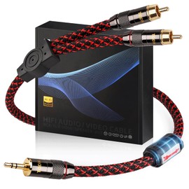 TODN Audiophile RCA to 3.5 mm Audio Cable with OFC Core, Shielded Aux to RCA Cable for Connecting Phone/MP3 Players to Car Stereos (6.5ft/2m)