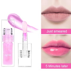 LOPHE Magic Color-changing Lip Oil, Hydrating Plumping Lip Oil, Colour Changing Glitter Lip Gloss, Long Lasting Moisturizing Non-sticky, Fruit Flavoured Lip Oil, High Shine, 7ml (Watermelon)