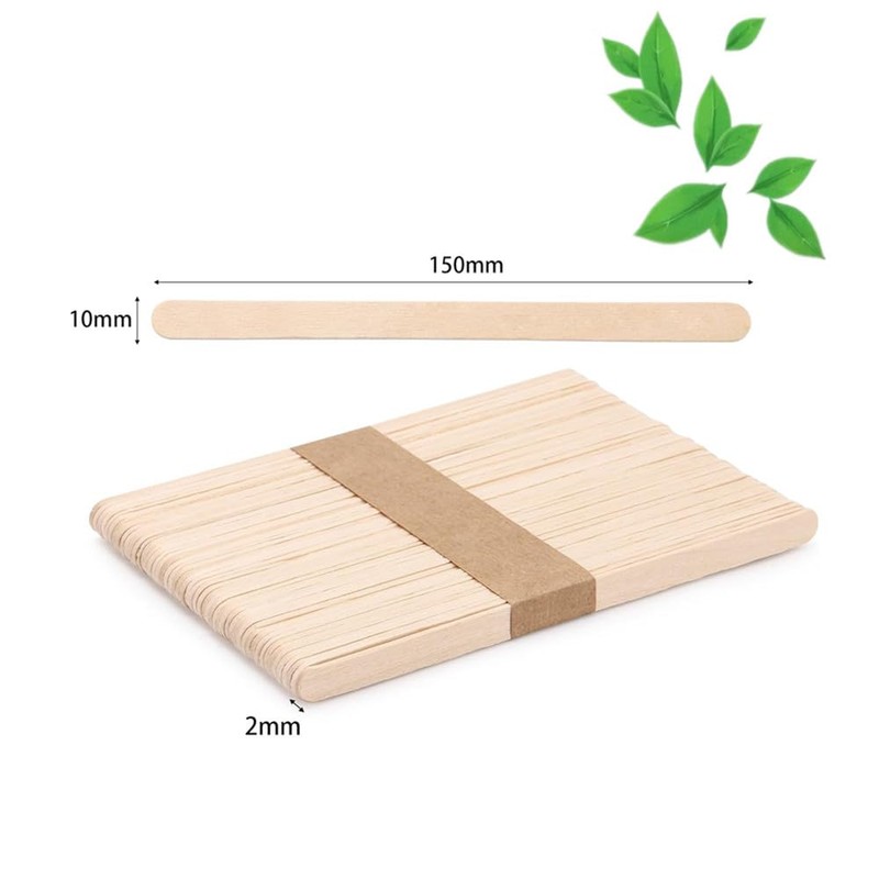Natural Wooden Craft Sticks,Ice Cream Sticks,CAASFOOY 200PCS Wax Sticks,Paddle Popsicle