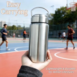 CDJ 20oz Uninsulated Single Wall Stainless Steel Water Bottle, Reusable Metal Water Bottle for Sports, Leakproof and Durable, Perfect for Hiking, Gym, Picnics, and Outdoor Activities