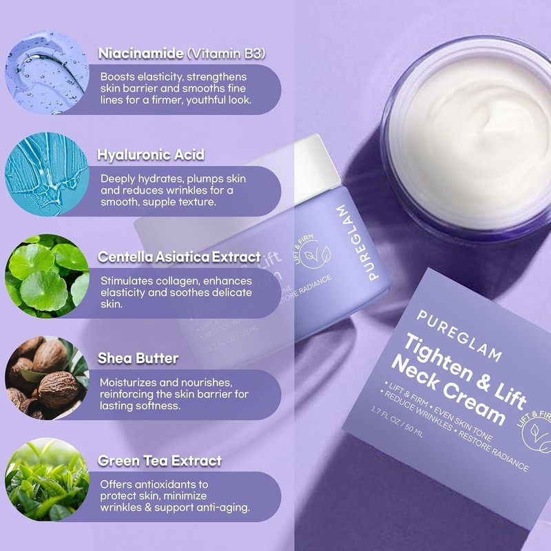 PureGlam Neck Firming Cream: Tightening & Lifting Anti-Aging Moisturizer 50ML