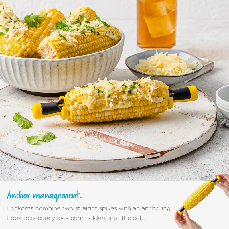 Dreamfarm Lockorns Super Secure, Easy-to-use, & Mess-Free Anchor-Lock Corn Cob
