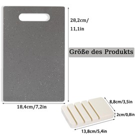 Chopping Board, Plastic, Multicoloured Kitchen Cutting Board, Set of 4, Rock Appearance Chopping Board, 28 x 18 cm, Suitable for Bread, Vegetables and Meat, Chopping Board Set with Stand