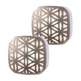 Lights by Night Decorative LED Night Light, Brushed Nickel Flower Design, Plug-in, Dusk to Dawn Sensor, UL-Certified, Home Décor, Ideal for Bedroom, Bathroom, Kitchen, Hallway, 54744, 2 Pack