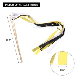 MECCANIXITY 15Pcs Wedding Ribbon Sticks Party Ribbon Streamers Sticks for Wedding Party Celebration Golden, White, Black