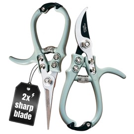 Modern Sprout Hand Pruners & Shears Set with Blister Pack - Lightweight Gardening Tools with Easy Lock - Sharp Carbon Steel Blades -Rust Resistant Scissors for Herbs, Flowers - Sage