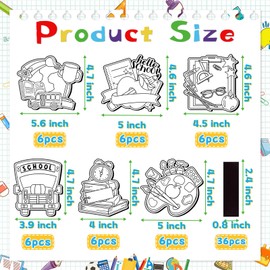 HABDJILTY 36 Set Back to School Magnets Crafts for Kids,Color Your Own First Day of School Gifts DIY Coloring Student Name Tags Magnetic Locker Name Stickers for Classroom Activity
