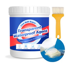 Invisible Waterproof Adhesive - 10.6oz Water-Based Transparent Waterproof Coating with Brush, Wall Bathroom Roof Liquid Waterproof Sealant Anti Leakage Agent for Indoor & Outdoor