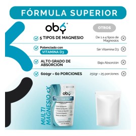 Oby Multi Magnesio Complex con 5 Magnesios Citrato de Magnesio, Glicinato de Magnesio, Treonato, Taurato y Malato. Polvo Sabor Lemonade  Vitaminas... 