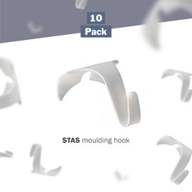 STAS Molding Hooks for Picture Rails - 10 Pack, White