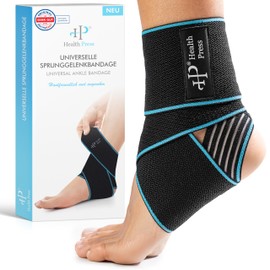 Health Press® Universal Ankle Brace - 1 x Ankle Brace - For Increased Stabilisation & Relief of the Ankle - Supportive Ankle Brace - Adjustable Foot Brace