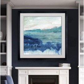 Sea Swell II by Victoria Borges Ocean Wave Canvas Wall Art Framed Giclee Prints Abstract Painting Home Décor - Black Frame