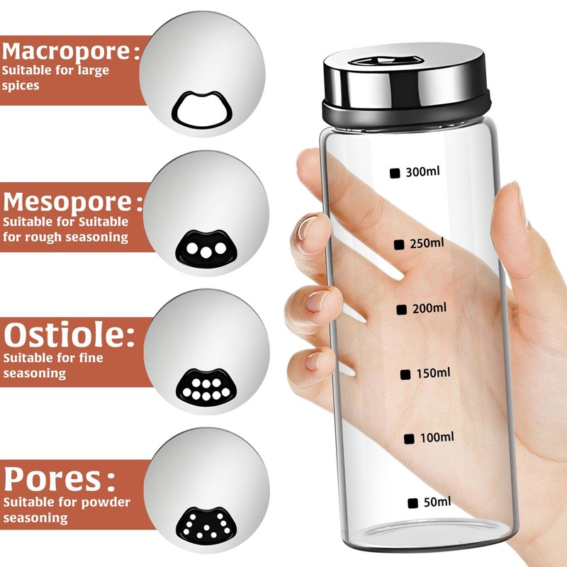 2 Pcs Large Salt & Pepper Shakers, Glass Salt &