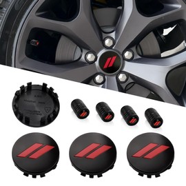 4PCS Wheel Center caps with Same Pattern tire Valve caps Cover Original Vehicle Replacement 2.5in/63mm Compatible with Challenger Charger Durango Accessories and More (Black Red)