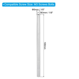 PATIKIL 2pcs M3 Metal Threaded Standoff Spacer Nuts, Round Aluminum Spacers Female Coupling Screws, 1/8" ID x 3/16" OD x 4" L Silver