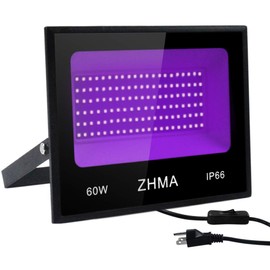 ZHMA 60W LED Black Light Flood Light with Plug,Black Light for Indoor and Outdoor Blacklight Party,Body Paints Fluorescent Effect,Glow in The Dark,Stage Light,Aquariums and Other Entertainment Venue