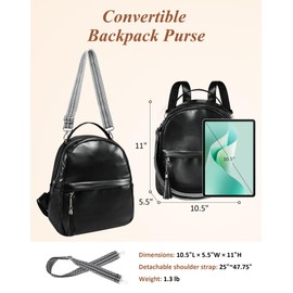 Fmeida Mini Backpack for Women Waterproof PU Leather Travel Backpacks Purse Petit Sac a Dos Femme Convertible Shoulder Bag Casual Daypack for Ladies Girls