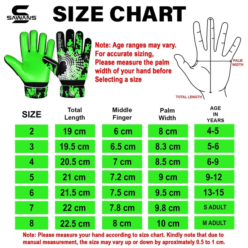SAWANS Football Goalkeeper Gloves for Boys, Kids, Teens and Adults,