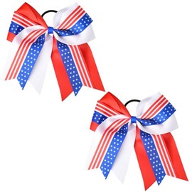 Patriotic Hair Bow Ribbon 4th of July Independence Day Party Accessories Hair Accessories Decorations Red White Blue American Flag Bows for Hair Tie Ribbon Scrunchies Elastic Cheer Bows