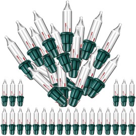 Mudder 100 Pieces 2.5V Replacement Christmas Tree Light Bulbs 50/100/150/200 Count Mini Incandescent Wire String Lights Replacement Bulbs for Xmas Tree Decoration (Green Base with Warm White Bulb)