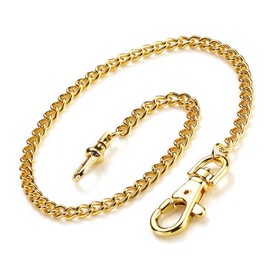 BOSHIYA Vintage Pocket Watch Chain Clip & Lobster Buckle Metal Alloy Pocket Vest Chain Gold Pocket Watch Chains for Men with Box