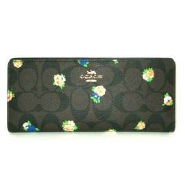 Coach C7383 Floral Slim Wallet Signature Canvas Vintage Mini Rose Print NWT $250