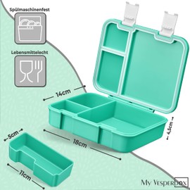 My Vesperbox – Jin - Bento Box Kinder - Lunchbox - extrem robust – Brotdose – Brotbox ideal für Kindergarten und Schule (Türkis)