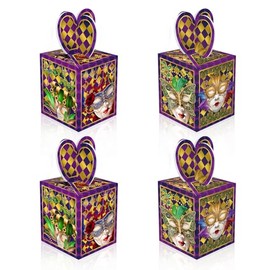 CPTBAG 12 Pack Small Mardi Gras Party Favors Boxes Carnival Masquerade Candy Goodie Boxes New Orleans Mardi Gras Boxes Gift Treat Boxes for Fat Tuesday Party, Baby Shower,Birthday Party Decorations