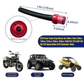 Augeny 2 PCS Breather Hose Gas Fuel Tank Cap, CNC One Way Tank Valve Vent Tube with Aluminum Breather Valve, Universal for ATV Quad CRF YZF RMZ KLX DRZ Pit Dirt Bike Motorcycle (Red)