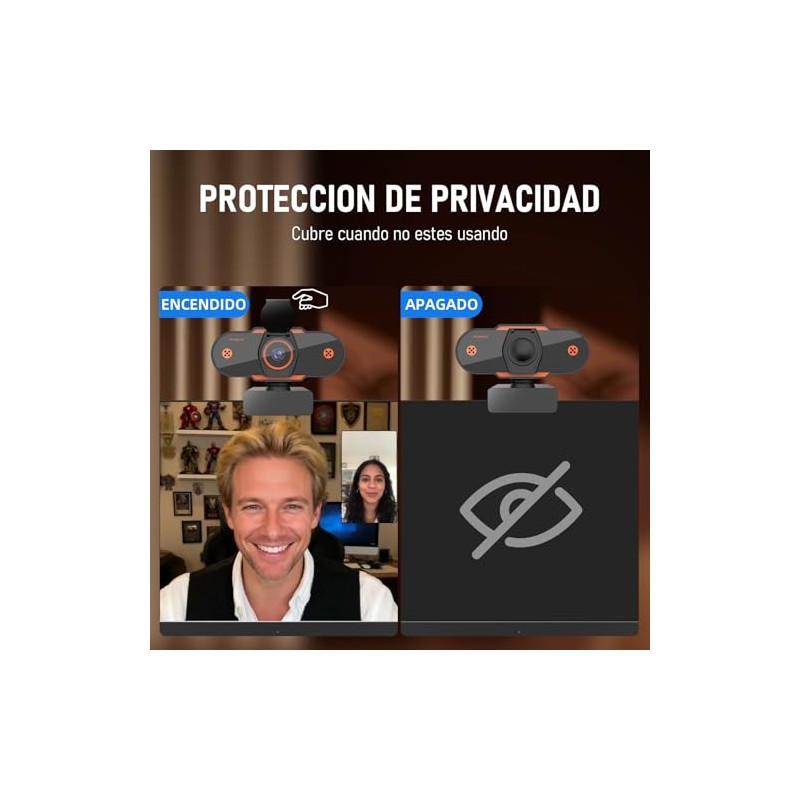 Webcam, Camara Web 2K con Micrófono, HD 1080p, Enfoque Automático,