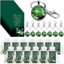 Junkin Funeral Favors for Guest Including Remember Keychain Prayer Cards Organza Bags for Memorial Celebration of Life(Dark Green,24 Sets)