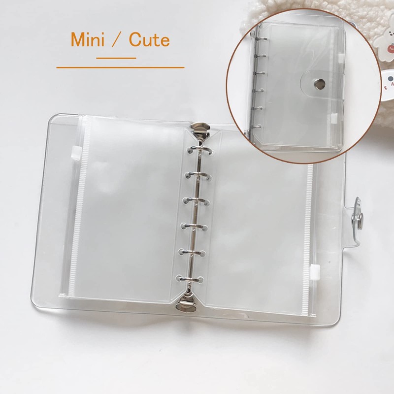 DY.2ten 10 Pack A7 Zipper Binder Pockets, Translucent 6 Hole